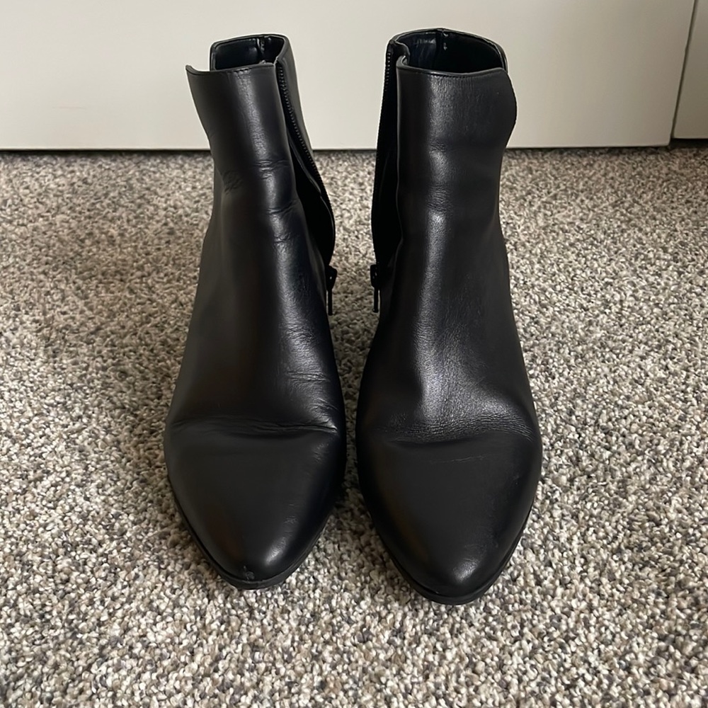 Black pointed toe booties